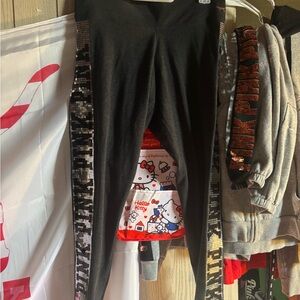 VS PINK YOGA LEGGINGS WITH BLACK & SILVER BLING!!!!!! Lots of BLING!!!